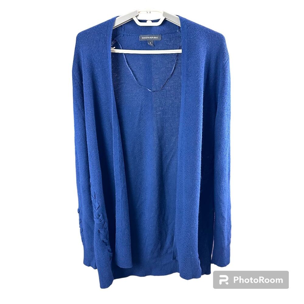 Banana Republic navy blue cardigan long sleeve wool blend size small normcore